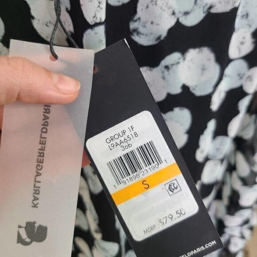 NWT Karl Lagerfeld Paris Printed‎ Ruffle Blouse Small - Picture 4 of 4